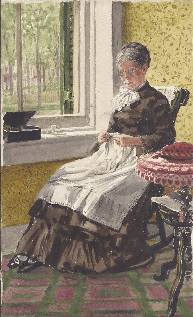 Mother Plumb in the Seventies,  watercolor on paper